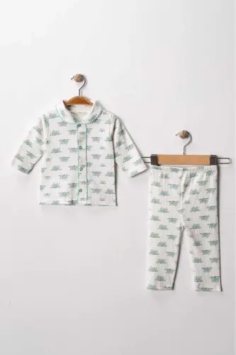 Bebek Yangi tug'ilgan Chaqaloq Qiz Bola Paxtali O'yinchoqli Pijama To'plami Sovg'a - Yashil - 4