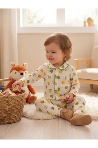 Bebek Yangi tug'ilgan Chaqaloq Qiz Bola Paxtalik O'yinchoqli Pijama To'plami Sovg'a-To'q ko'k - 2