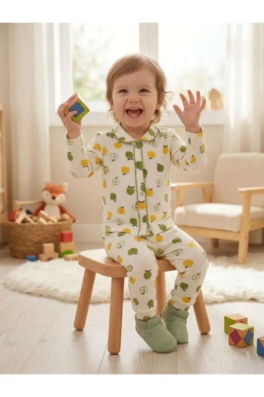 Bebek Yangi tug'ilgan Chaqaloq Qiz Bola Paxtalik O'yinchoqli Pijama To'plami Sovg'a-To'q ko'k - 3