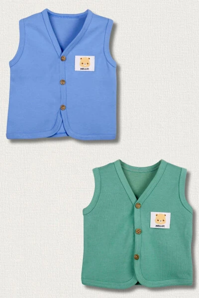 Bebek Yelek 2li Set %100 Organik Pamuk Yumuşak Doku Mevsimlik Unisex Yelek - Beniizle