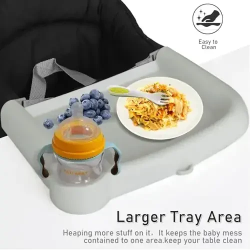 Baby Dining Tray Compatible with Inglesina Fast Table Chair Silicone Baby Dining Tray for Clip-On Fast Table Chair Dishwasher Safe BPA Free Silicone Removable Dining Tray Accessory -Light Gray - 6