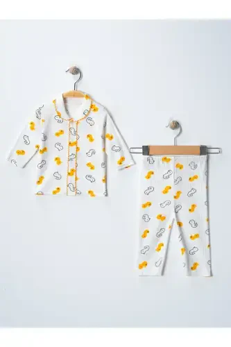 Bebek Yenidogan Çocuk Kiz Erkek Pamuklu Oyali Pijama Takımı Hediyelik-beyaz - BUUFUU (1)