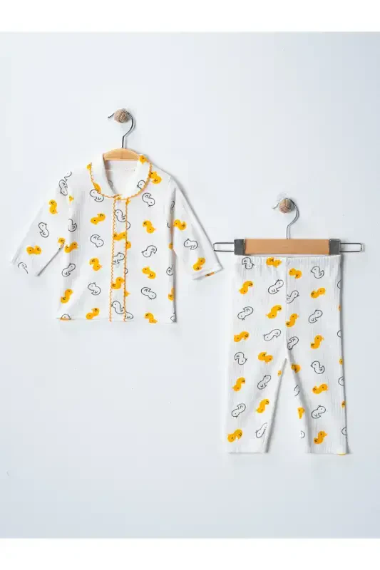 Bebek Yenidogan Çocuk Kiz Erkek Pamuklu Oyali Pijama Takımı Hediyelik-beyaz - 2