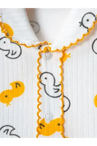 Bebek Yenidogan Çocuk Kiz Erkek Pamuklu Oyali Pijama Takımı Hediyelik-beyaz - 3