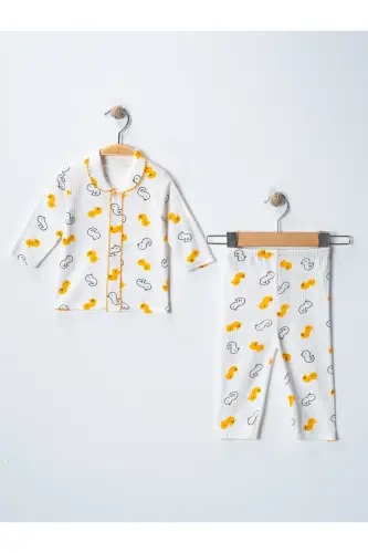 Bebek Yenidogan Çocuk Kiz Erkek Pamuklu Oyali Pijama Takımı Hediyelik - beyaz - 3