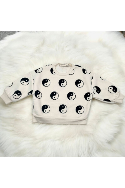 Bebek Ying Yang Baskılı Uzun Kollu Sweatshirt - 4