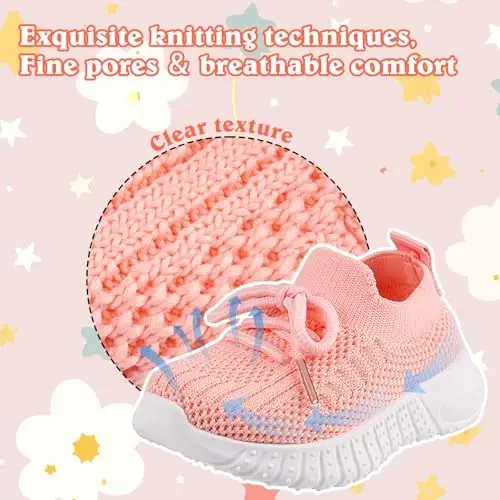 Toddler Baby Girls Boys Tennis White Walking Barefoot Slip on Shoes 18-24 Months Size 5 Wide Toe Box Summer Soft Sole Flexible Dinosaur Cheer Shoes Breathable Outdoor Soccer Rubber Sneakers - 3