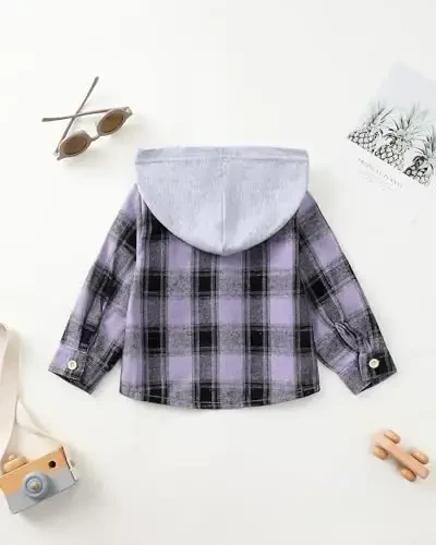 Baby Toddler Boys Long Sleeve Shirt Flannel Buffalo Plaid Shirts Button Down Jacket Top Outfit Fall Winter Clothes - 5