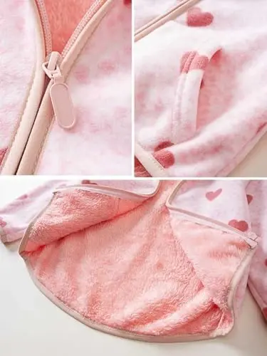 Baby Toddler Boys Girls Sherpa Fleece Lined Jacked Sweatshirt Fall Winter Autumn Warm Clothes with Hoodie - 4