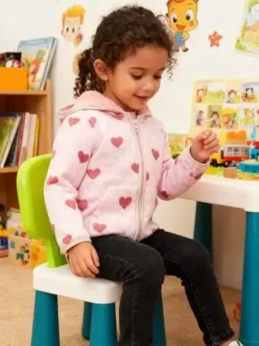 Baby Toddler Boys Girls Sherpa Fleece Lined Jacked Sweatshirt Fall Winter Autumn Warm Clothes with Hoodie - 3