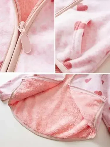 Baby Toddler Boys Girls Sherpa Fleece Lined Jacked Sweatshirt Fall Winter Autumn Warm Clothes with Hoodie - 4