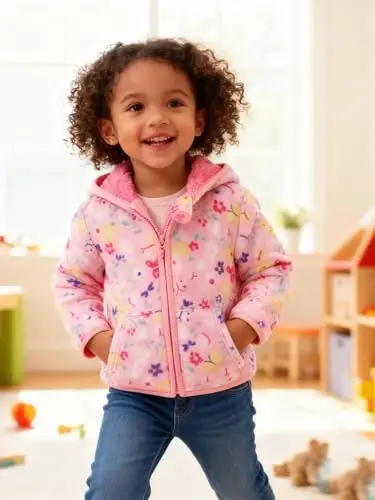 Baby Toddler Boys Girls Sherpa Fleece Lined Jacked Sweatshirt Fall Winter Autumn Warm Clothes with Hoodie 