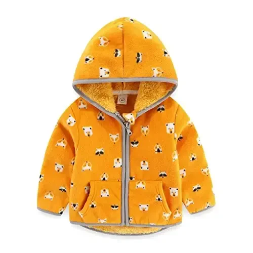 Baby Toddler Boys Girls Sherpa Fleece Lined Jacked Sweatshirt Fall Winter Autumn Warm Clothes with Hoodie - BABY