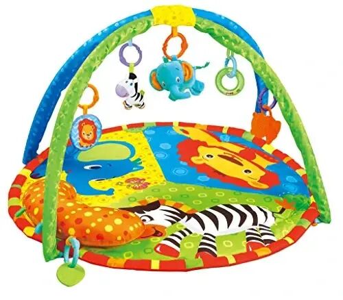 Baby Toddler Fold Acctivity Gyms Play Mats Colorful Baby Play Pad with Animal Toys, Lion - 1