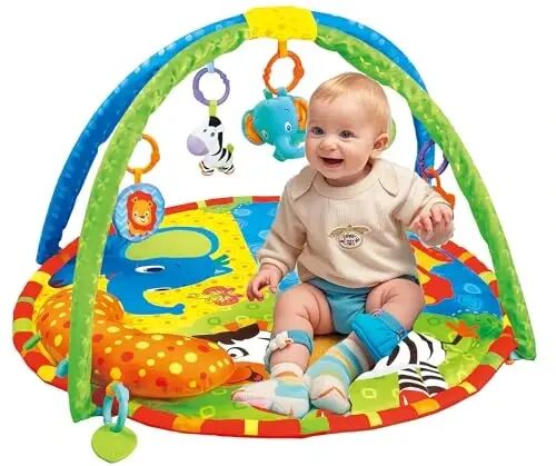 Baby Toddler Fold Acctivity Gyms Play Mats Colorful Baby Play Pad with Animal Toys, Lion - 4