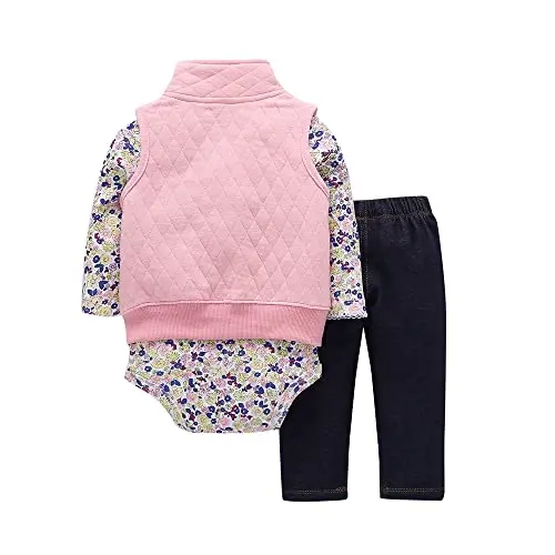 Infant Toddler Boy Girl Winter Fall Warm Clothes Outfit Romper Coat Pants Set - 2