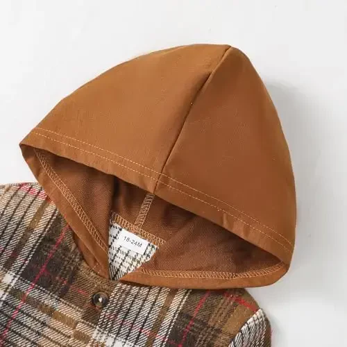 Baby Toddler Boys Long Sleeve Shirt Flannel Buffalo Plaid Shirts Button Down Jacket Top Outfit Fall Winter Clothes - 5