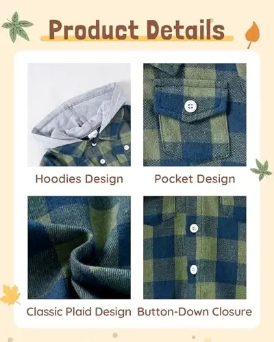 Baby Toddler Boys Long Sleeve Shirt Flannel Buffalo Plaid Shirts Button Down Jacket Top Outfit Fall Winter Clothes - 5