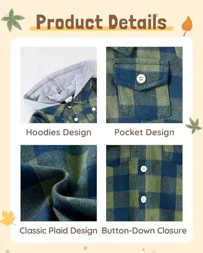 Baby Toddler Boys Long Sleeve Shirt Flannel Buffalo Plaid Shirts Button Down Jacket Top Outfit Fall Winter Clothes - 5