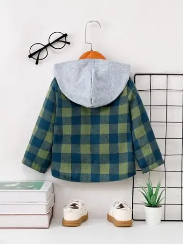 Baby Toddler Boys Long Sleeve Shirt Flannel Buffalo Plaid Shirts Button Down Jacket Top Outfit Fall Winter Clothes - 4