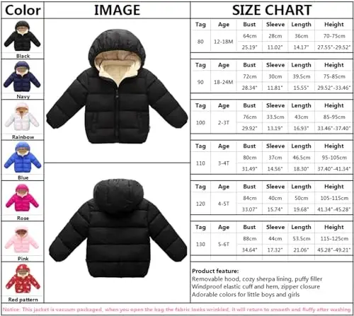 Toddler Baby Hooded Down Jacket Boys Girls Kids Thicken Warm Winter Coat Outerwear 1-7t - 6