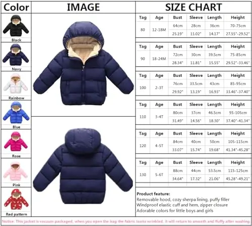 Toddler Baby Hooded Down Jacket Boys Girls Kids Thicken Warm Winter Coat Outerwear 1-7t - 6