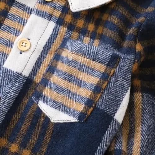 Baby Toddler Boys Long Sleeve Shirt Flannel Buffalo Plaid Shirts Button Down Jacket Top Outfit Fall Winter Clothes - 6