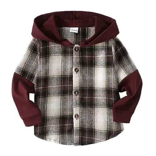 Baby Toddler Boys Long Sleeve Shirt Flannel Buffalo Plaid Shirts Button Down Jacket Top Outfit Fall Winter Clothes - 1