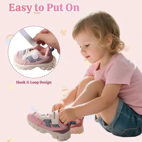 Toddler Baby Girls Boys Tennis White Walking Barefoot Slip on Shoes 18-24 Months Size 5 Wide Toe Box Summer Soft Sole Flexible Dinosaur Cheer Shoes Breathable Outdoor Soccer Rubber Sneakers - 4