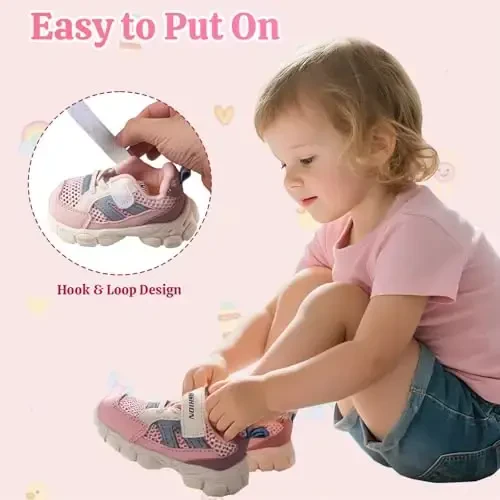 Toddler Baby Girls Boys Tennis White Walking Barefoot Slip on Shoes 18-24 Months Size 5 Wide Toe Box Summer Soft Sole Flexible Dinosaur Cheer Shoes Breathable Outdoor Soccer Rubber Sneakers - 4