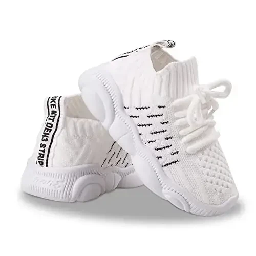 Toddler Baby Girls Boys Tennis White Walking Barefoot Slip on Shoes 18-24 Months Size 5 Wide Toe Box Summer Soft Sole Flexible Dinosaur Cheer Shoes Breathable Outdoor Soccer Rubber Sneakers 