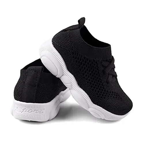 Toddler Baby Girls Boys Tennis White Walking Barefoot Slip on Shoes 18-24 Months Size 5 Wide Toe Box Summer Soft Sole Flexible Dinosaur Cheer Shoes Breathable Outdoor Soccer Rubber Sneakers - 1