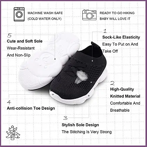 Toddler Baby Girls Boys Tennis White Walking Barefoot Slip on Shoes 18-24 Months Size 5 Wide Toe Box Summer Soft Sole Flexible Dinosaur Cheer Shoes Breathable Outdoor Soccer Rubber Sneakers - 2