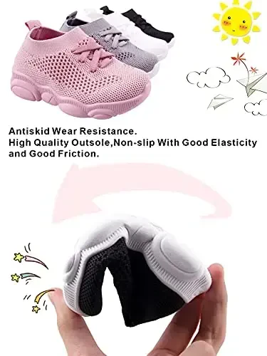 Toddler Baby Girls Boys Tennis White Walking Barefoot Slip on Shoes 18-24 Months Size 5 Wide Toe Box Summer Soft Sole Flexible Dinosaur Cheer Shoes Breathable Outdoor Soccer Rubber Sneakers - 3