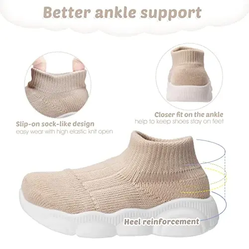 Toddler Baby Girls Boys Tennis White Walking Barefoot Slip on Shoes 18-24 Months Size 5 Wide Toe Box Summer Soft Sole Flexible Dinosaur Cheer Shoes Breathable Outdoor Soccer Rubber Sneakers - 3