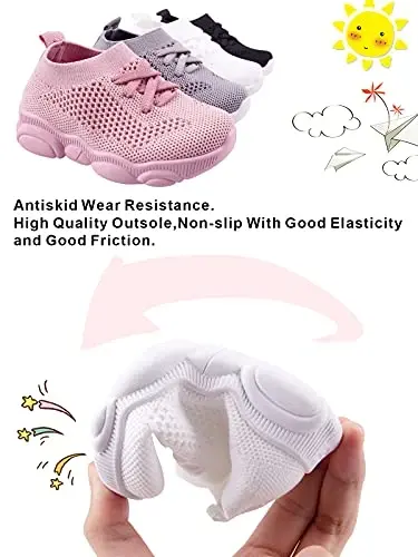 Toddler Baby Girls Boys Tennis White Walking Barefoot Slip on Shoes 18-24 Months Size 5 Wide Toe Box Summer Soft Sole Flexible Dinosaur Cheer Shoes Breathable Outdoor Soccer Rubber Sneakers - 3