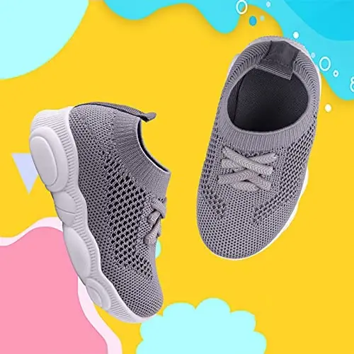 Toddler Baby Girls Boys Tennis White Walking Barefoot Slip on Shoes 18-24 Months Size 5 Wide Toe Box Summer Soft Sole Flexible Dinosaur Cheer Shoes Breathable Outdoor Soccer Rubber Sneakers - 4