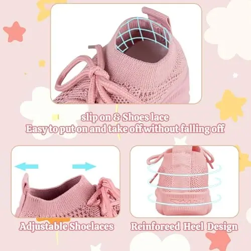 Toddler Baby Girls Boys Tennis White Walking Barefoot Slip on Shoes 18-24 Months Size 5 Wide Toe Box Summer Soft Sole Flexible Dinosaur Cheer Shoes Breathable Outdoor Soccer Rubber Sneakers - 2