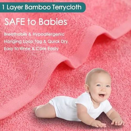 Baby Washcloths 12 Pack, 10x10 inch Heavenly Soft Wash Cloth for Face and Body, Gentle & Safe Pink Face Towel on Sensitive Skin, Baby Essentials Bath Shower Gifts for Girl Infant Kid Toddler Children - JEFFSUN (1)