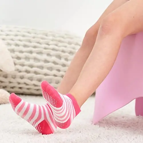 Zaples Baby Non Slip Grip Ankle Socks with Non Skid Soles for Infants Toddlers Kids Boys Girls - 4