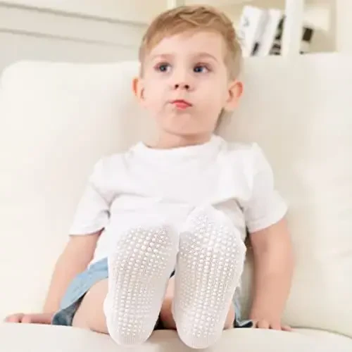 Zaples Baby Non Slip Grip Ankle Socks with Non Skid Soles for Infants Toddlers Kids Boys Girls - 6