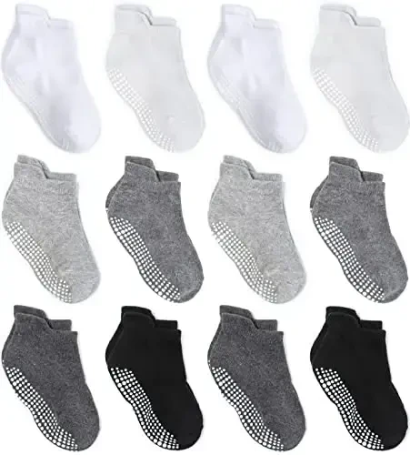 Zaples Baby Non Slip Grip Ankle Socks with Non Skid Soles for Infants Toddlers Kids Boys Girls 