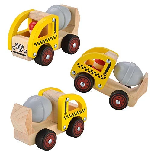 Wooden Push Car Toys for Infants 12-18 Months, 2 Pcs Baby Vehicle Toys Hand Push Car for 1 2 Year Old Boys Girls (Cement Truck + Road Roller) - 34