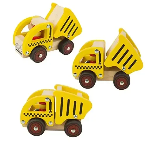 Wooden Push Car Toys for Infants 18 Months, 2 Pcs Baby Vehicle Toys Hand Push Car Toys for 2 Year Old Boys Girls (Excavator + Truck) - 4