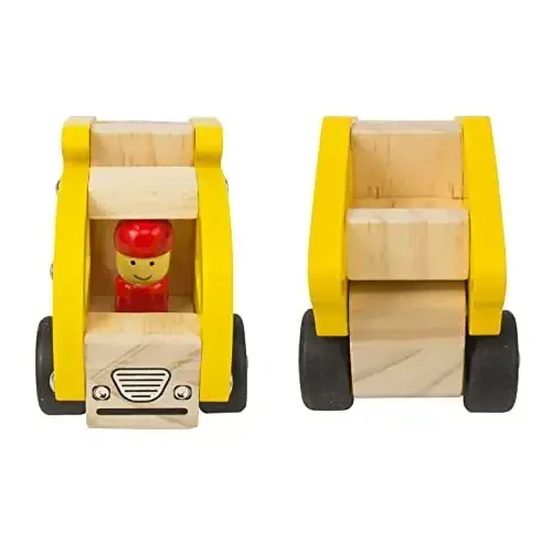 Wooden Push Car Toys for Infants 18 Months, 2 Pcs Baby Vehicle Toys Hand Push Car Toys for 2 Year Old Boys Girls (Excavator + Truck) - 5
