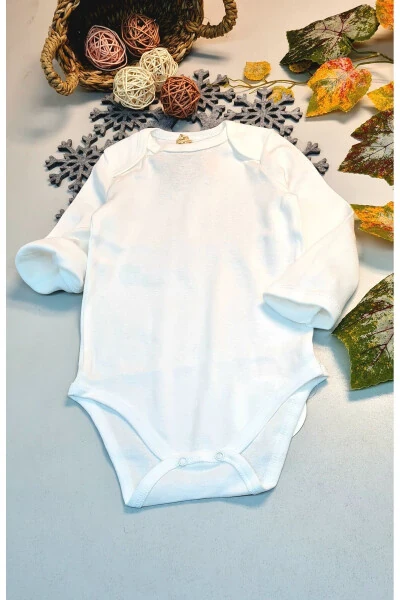 Bebekler İçin Beyaz Uzun Kollu Alttan Çıtçıtlı Body - 2