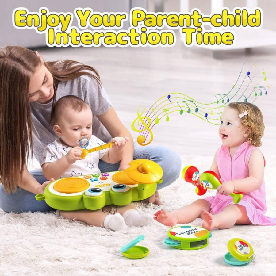 Bebekler için Davul Müzik Oyuncakları, 1-3 Yaş, 1 2 3 Yaşındaki Erkek ve Kız Çocukları İçin Öğrenme Oyuncakları, Bebek Oyuncakları 6 9 12 18 24 Aylık Erkek ve Kız Çocukları - 9