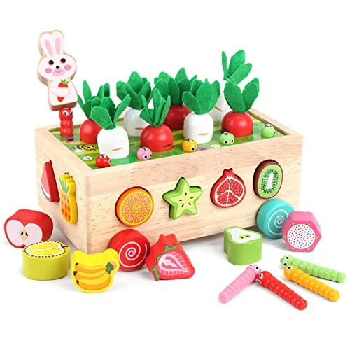 Toddlers Montessori Wooden Educational Toys for Baby Boys Girls Age 1 2 3 Year Old, Shape Sorting Toys 1st One First Birthday Girl Gifts for Kids 1-3, Wood Preschool Learning Fine Motor Skills Game - Toddlers