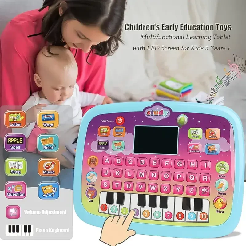 Tablet Toy for Toddlers 1-3, Preschool Learning Toys for Toddler 2 3 4 5 Year Old Boys Girls, Educational Toys for Girls Boys Age 2-5 Year Old-BLUE - 2