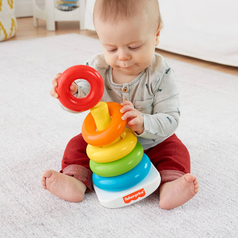 Bebekler için Yuvarlanan Tabanlı Fisher-Price Yüzük Istifleme Oyuncağı - 8